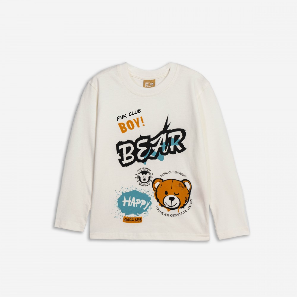 Παιδική Μπλούζα Με Τύπωμα Bear Αγόρι (2-6) -Εκρού- 