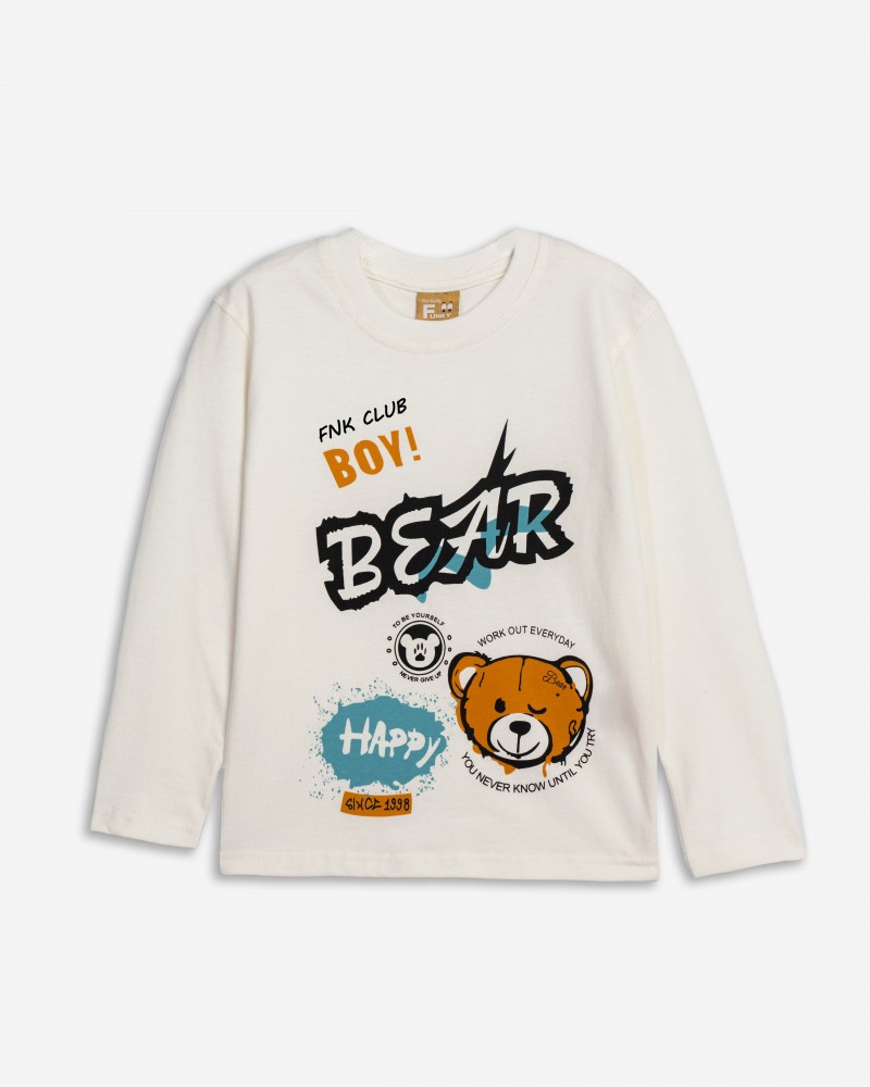 Παιδική Μπλούζα Με Τύπωμα Bear Αγόρι (2-6) -Εκρού- 