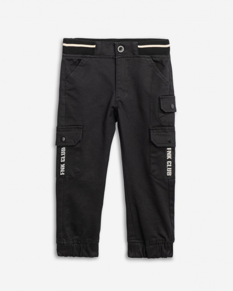 Παιδικό Παντελόνι Cargo Υφασμάτινο με Λάστιχο Αγόρι (2-6) –Μαύρο– 
