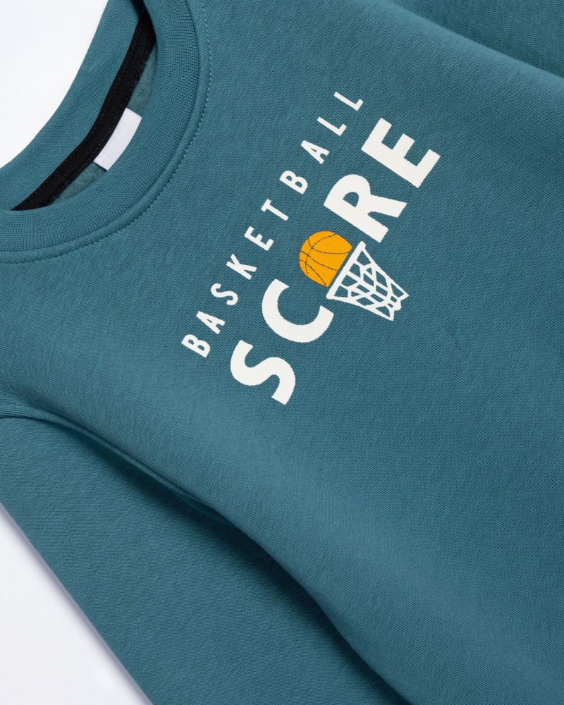 Παιδικό Σετ Φούτερ Φόρμας Με Τύπωμα Score Αγόρι (2-6) -Πετρόλ- 