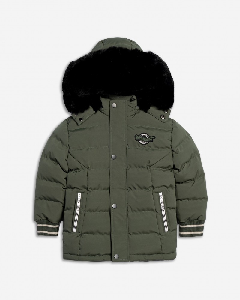 Παιδικό Μπουφάν με Αποσπώμενη Κουκούλα και Επένδυση Γούνα Αγόρι (1-6) -Χακί- 
