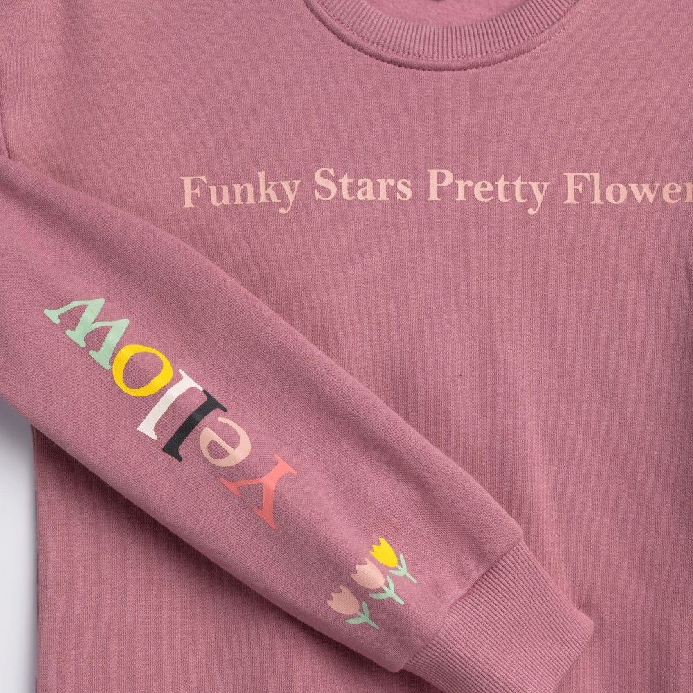 Εφηβικό Σετ Φούτερ Φόρμα με Τύπωμα Stars Pretty Κορίτσι (6-16) -Σκούρο Ροζ- 226-517131-1