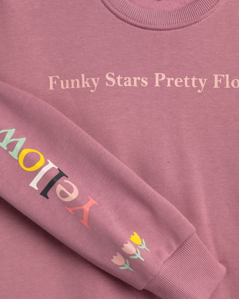 Εφηβικό Σετ Φούτερ Φόρμα με Τύπωμα Stars Pretty Κορίτσι (6-16) -Σκούρο Ροζ- 226-517131-1