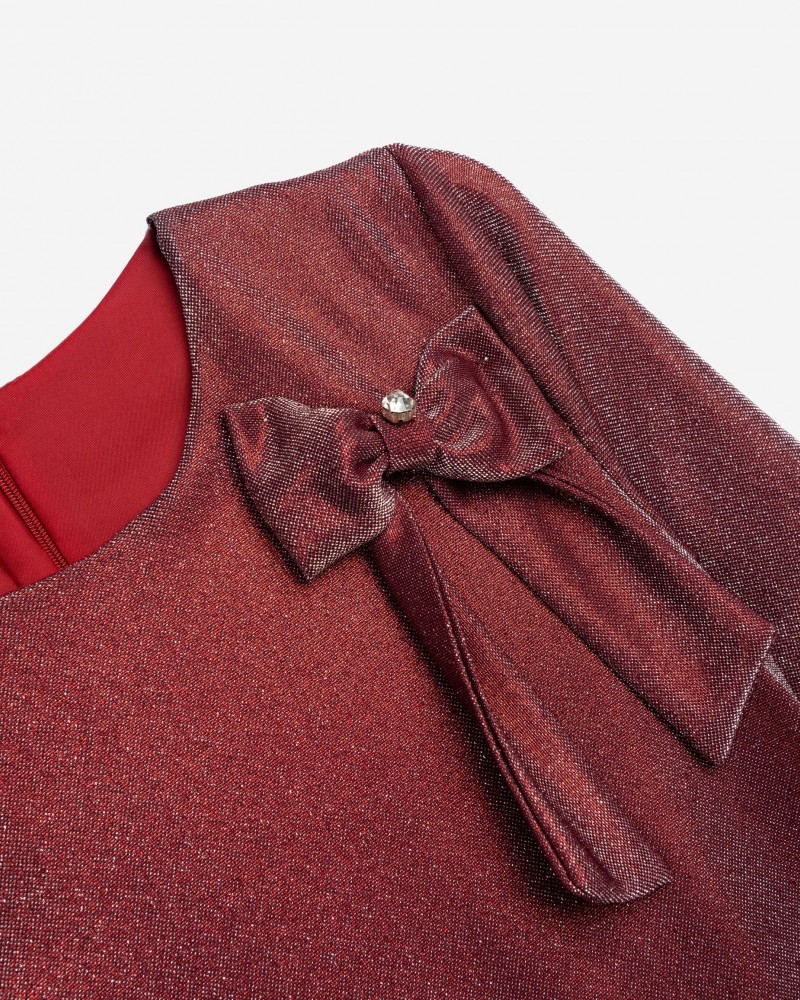 Εφηβικό Φόρεμα με Μεταλλιζέ Απόχρωση και Φιόγκο Κορίτσι (6-16) -Ροζ-  Εφηβικό Φόρεμα με Μεταλλιζέ Απόχρωση και Φιόγκο Κορίτσι (6-16) -Ροζ-