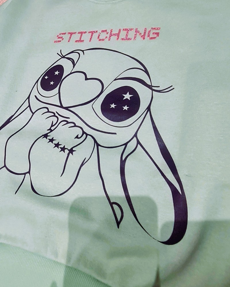 Εφηβικό Σετ Φούτερ με Κολάν και Τύπωμα Stitching Κορίτσι (6-16) -Φυστικί- 