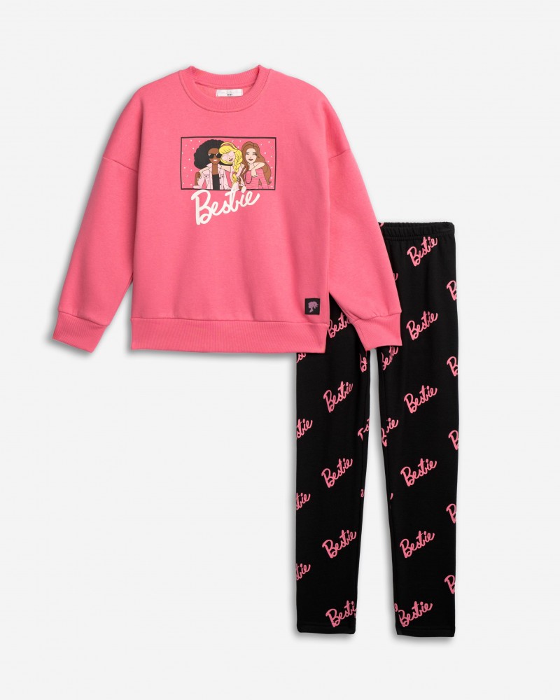 Εφηβικό Σετ Φούτερ με Κολάν και Τύπωμα Bestie Κορίτσι (6-16) -Κονφετί-  Εφηβικό Σετ Φούτερ με Κολάν και Τύπωμα Bestie Κορίτσι (6-16) -Κονφετί-