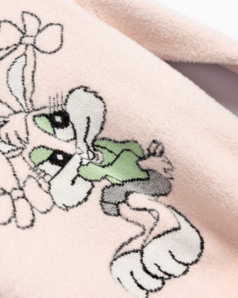 Παιδική Μπλούζα Πλεκτή Με Σχέδιο Λαγουδάκι Κορίτσι (2-6) -Ροζ-  Παιδική Μπλούζα Πλεκτή Με Σχέδιο Λαγουδάκι Κορίτσι (2-6) -Ροζ-