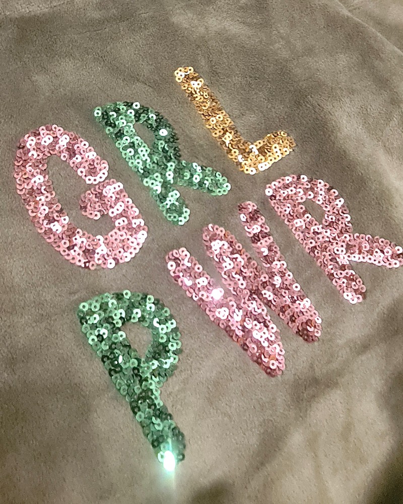 Παιδικό Σετ Βελουτέ Φόρμα με Μπλούζα Παγιέτα GRL PWR Κορίτσι (2-6) -Σκούρο Μέντα- 