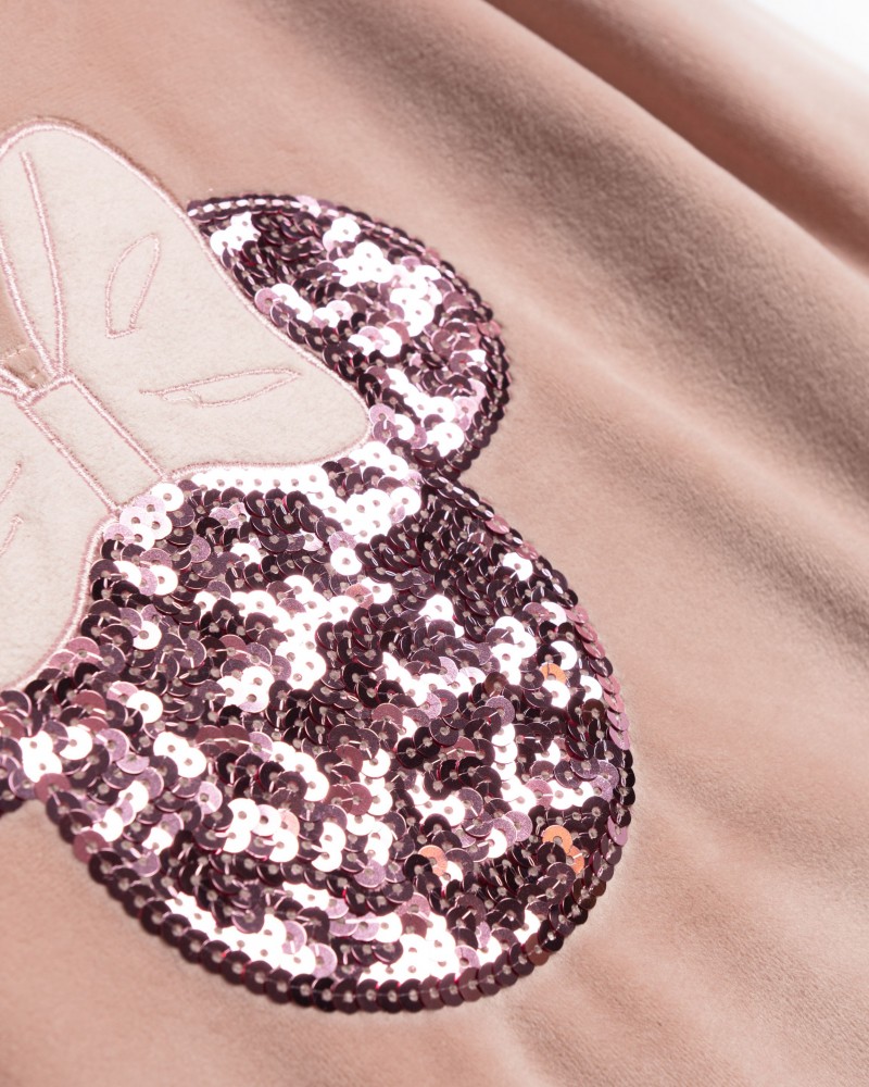 Παιδικό Σετ Βελουτέ Φόρμα με Μπλούζα Ποντικάκι Κορίτσι (2-6) -Πούδρα- 