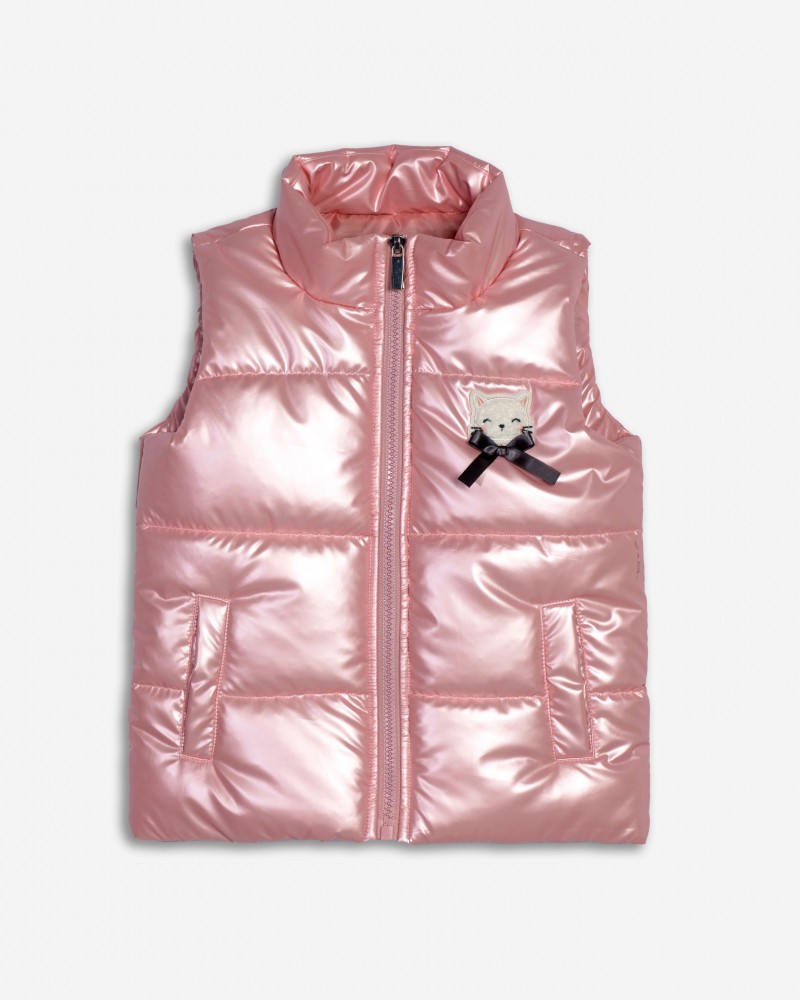 Παιδικό Αμάνικο Γιλέκο Τζάκετ Puffer Κορίτσι (2-6) -Ροζ Κοραλλί-  Παιδικό Αμάνικο Γιλέκο Τζάκετ Puffer Κορίτσι (2-6) -Ροζ Κοραλλί-