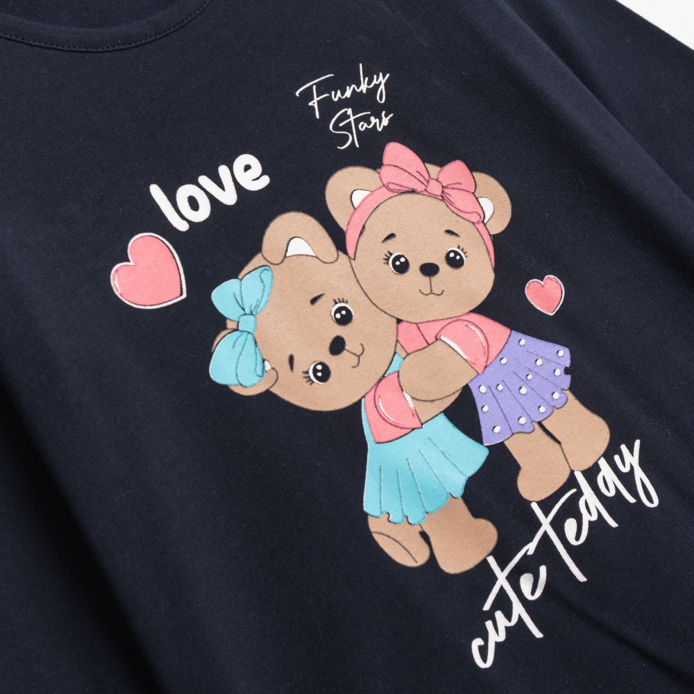 Παιδικό Σετ Εποχής Με Κολάν και Μπλούζα Love Cute Teddy Κορίτσι (2-6) -Μπλε- 