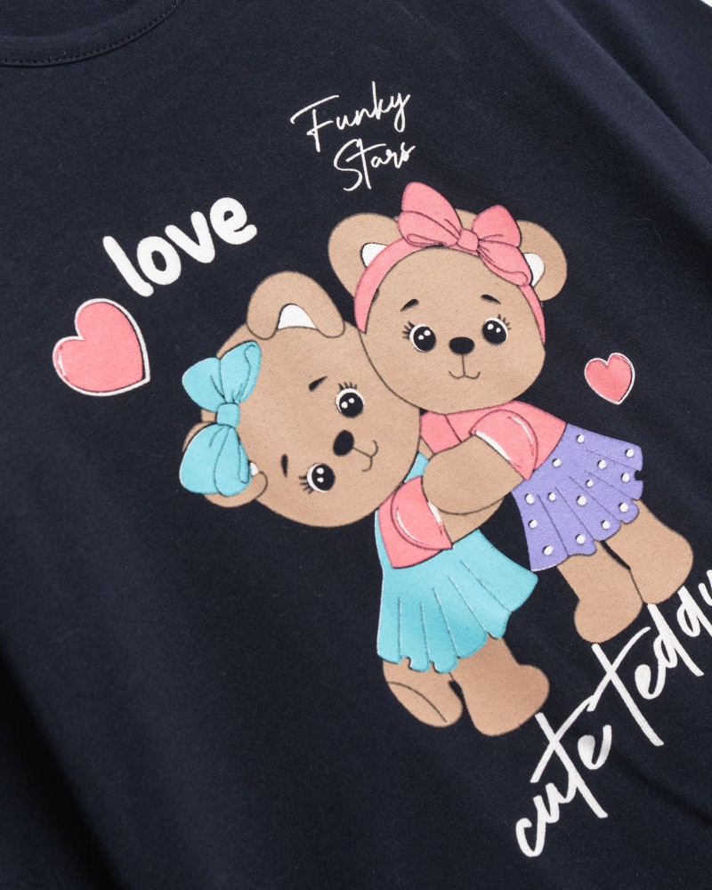 Παιδικό Σετ Εποχής Με Κολάν και Μπλούζα Love Cute Teddy Κορίτσι (2-6) -Μπλε- 