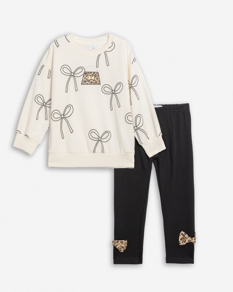 Παιδικό Σετ Φούτερ Με Κολάν και Μπλούζα Fashion Κορίτσι (2-6) -Εκρού- 