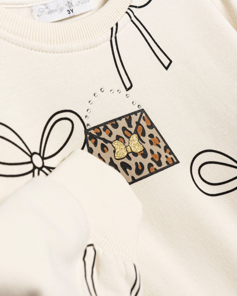 Παιδικό Σετ Φούτερ Με Κολάν και Μπλούζα Fashion Κορίτσι (2-6) -Εκρού- 
