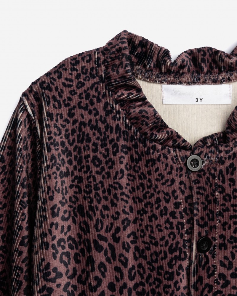 Παιδικό Φόρεμα Βελουτέ Animal με Βολάν Κορίτσι (2-6) -Ροζ Λεοπάρ- 