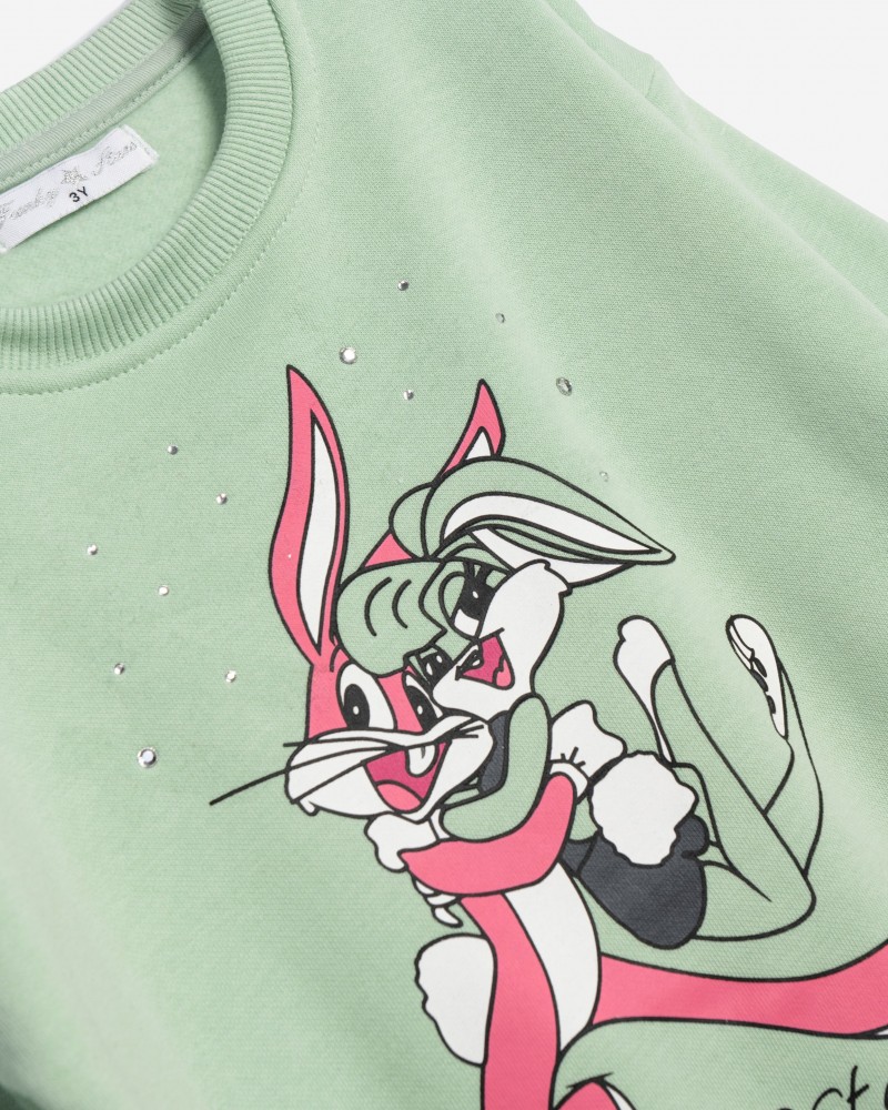 Παιδικό Σετ Φούτερ Με Κολάν και Μπλούζα Bunny Κορίτσι (2-6) -Φυστικί- 