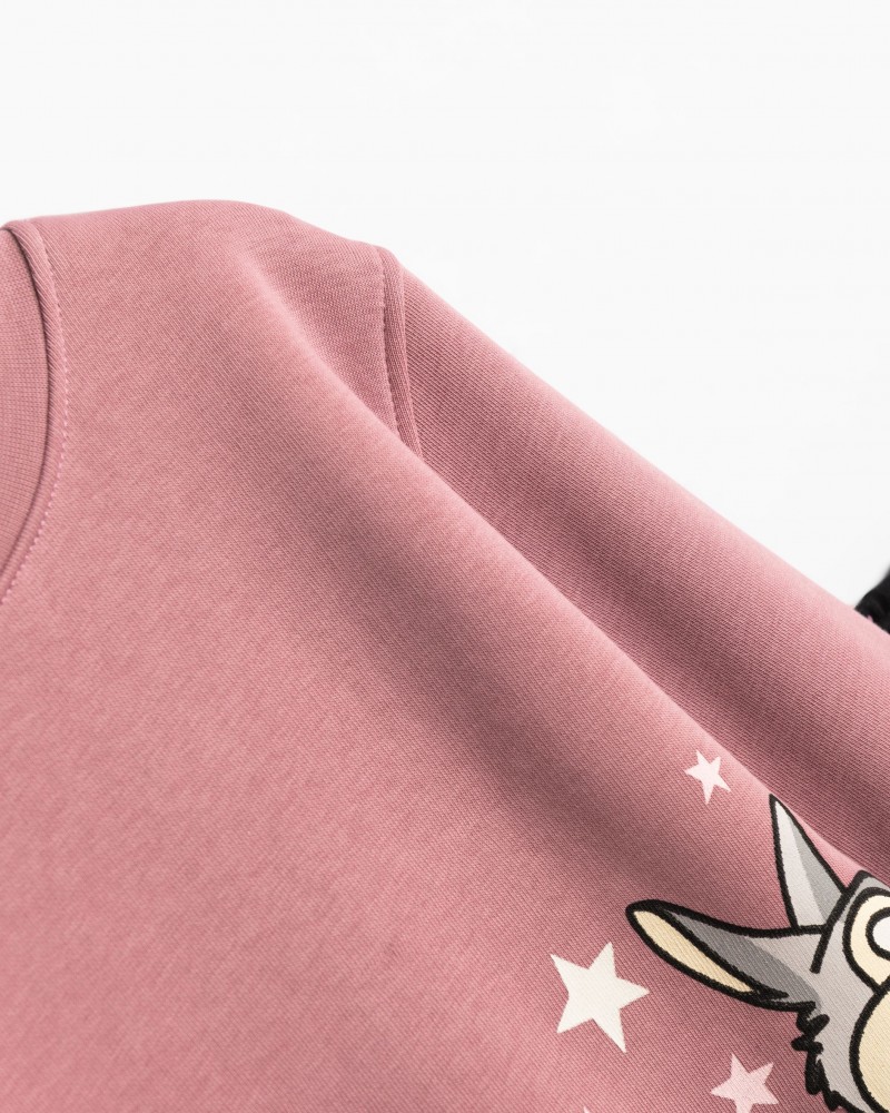 Παιδικό Σετ Φούτερ Με Κολάν και Μπλούζα Κουνέλι Κορίτσι (2-6) -Σκούρο Ροζ- 