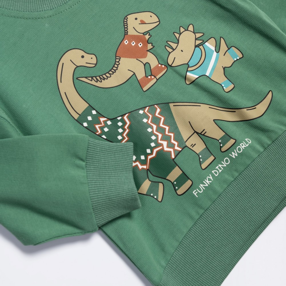 Βρεφικό Σετ Φόρμα Φούτερ με Τύπωμα Dino World Αγόρι (6-24μ) -Πράσινο- 