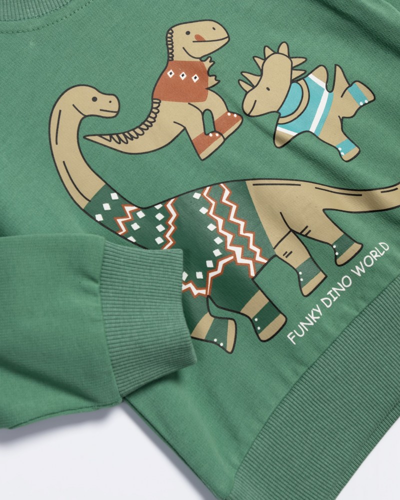 Βρεφικό Σετ Φόρμα Φούτερ με Τύπωμα Dino World Αγόρι (6-24μ) -Πράσινο- 