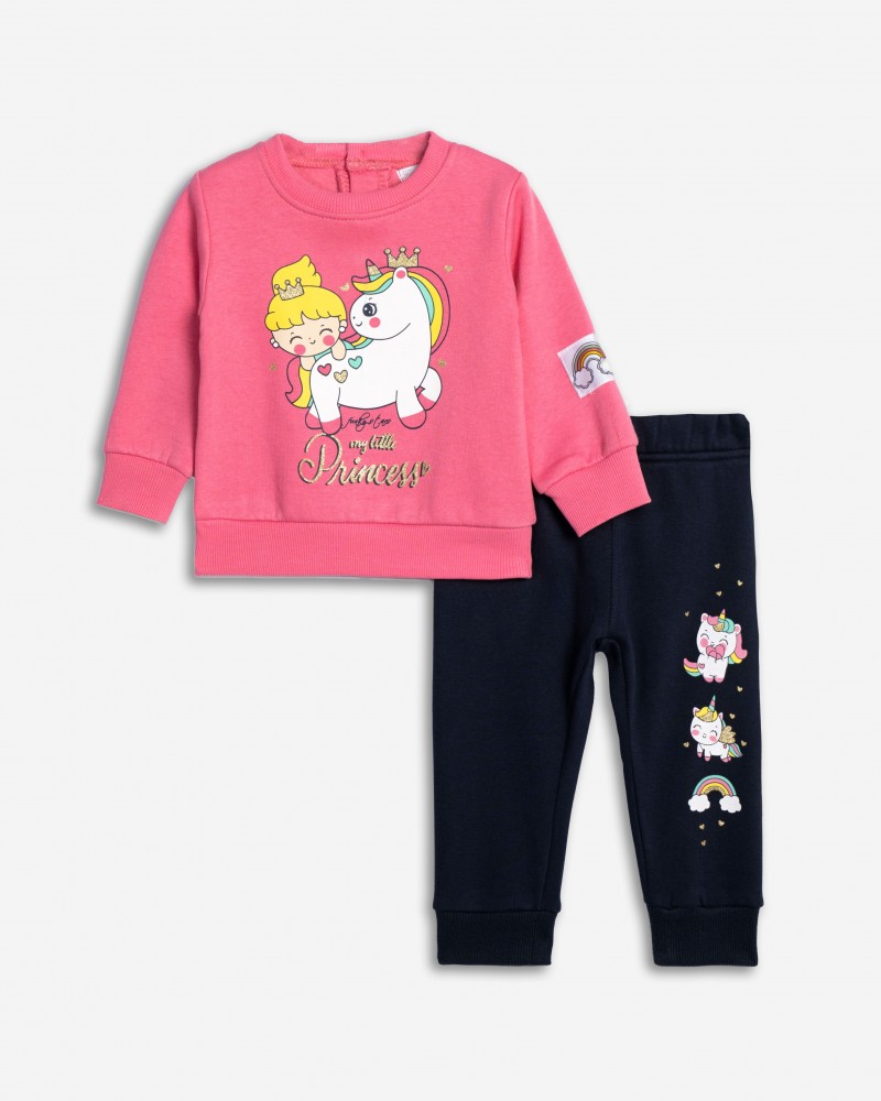 Βρεφικό Σετ Φόρμα Φούτερ Με Τύπωμα Πήγασος Κορίτσι (6-24Μ) -Κονφετί- 