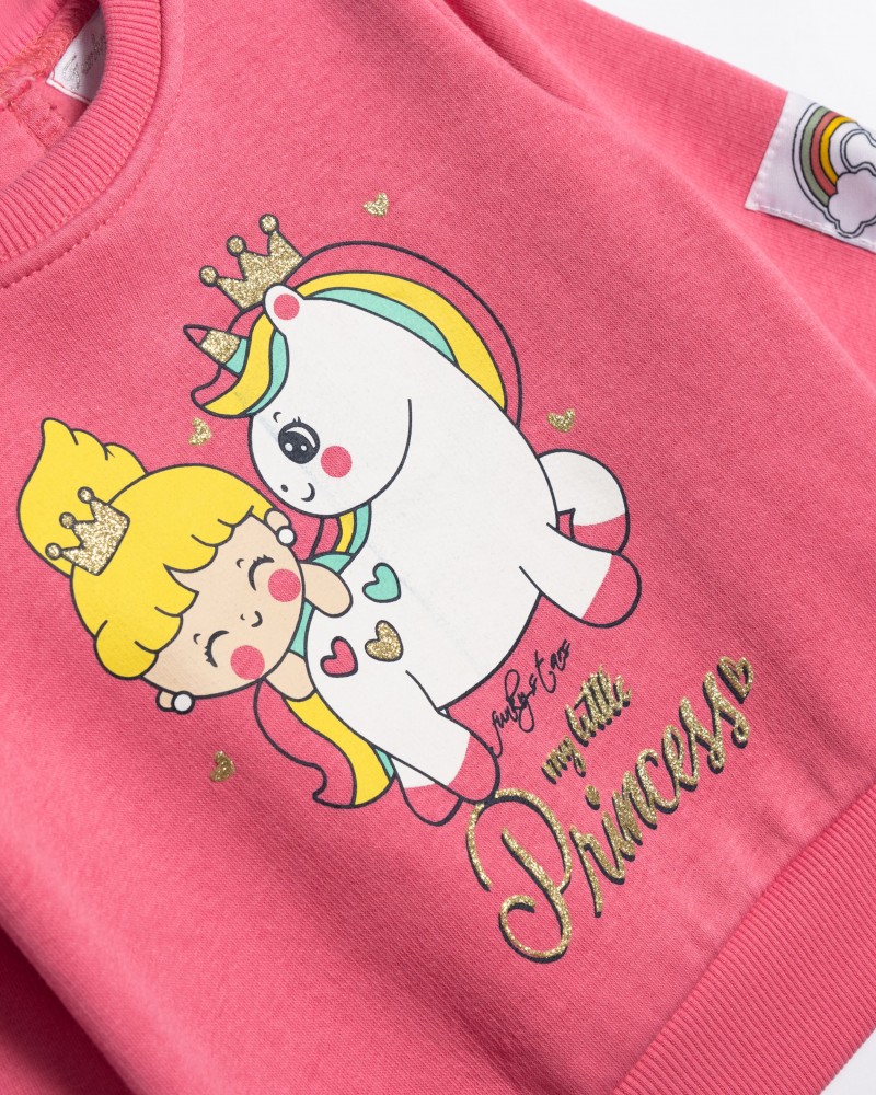 Βρεφικό Σετ Φόρμα Φούτερ Με Τύπωμα Πήγασος Κορίτσι (6-24Μ) -Κονφετί- 