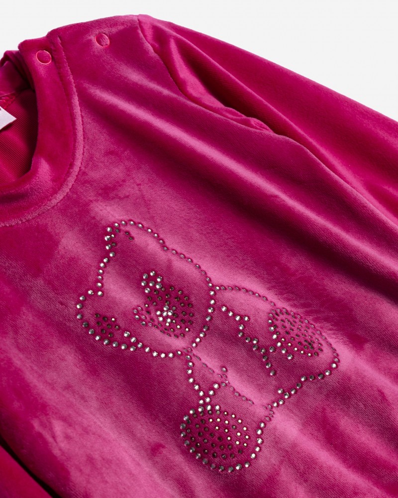 Βρεφικό Σετ Φόρμα Βελουτέ Με Μπλούζα Bear Κορίτσι (6-24μ) -Φούξια- 