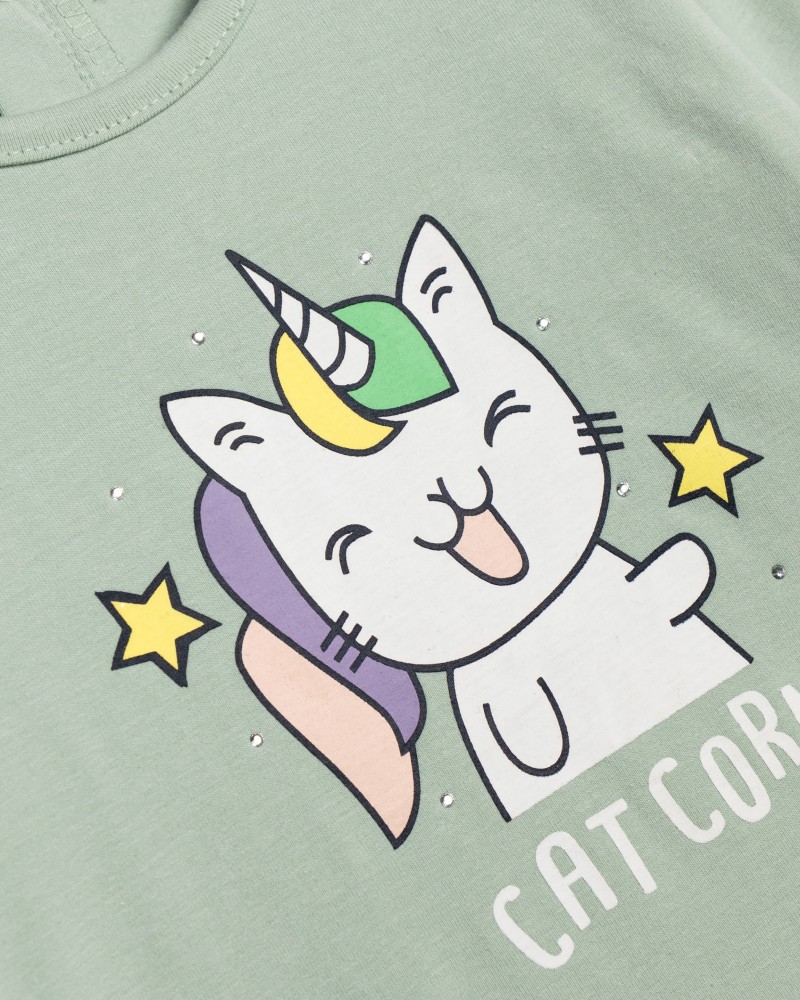 Βρεφικό Σετ Με Κολάν και Μπλούζα Unicorn Γάτα Corn Κορίτσι (6-24Μ) -Φυστικί- 226-921114-1 
