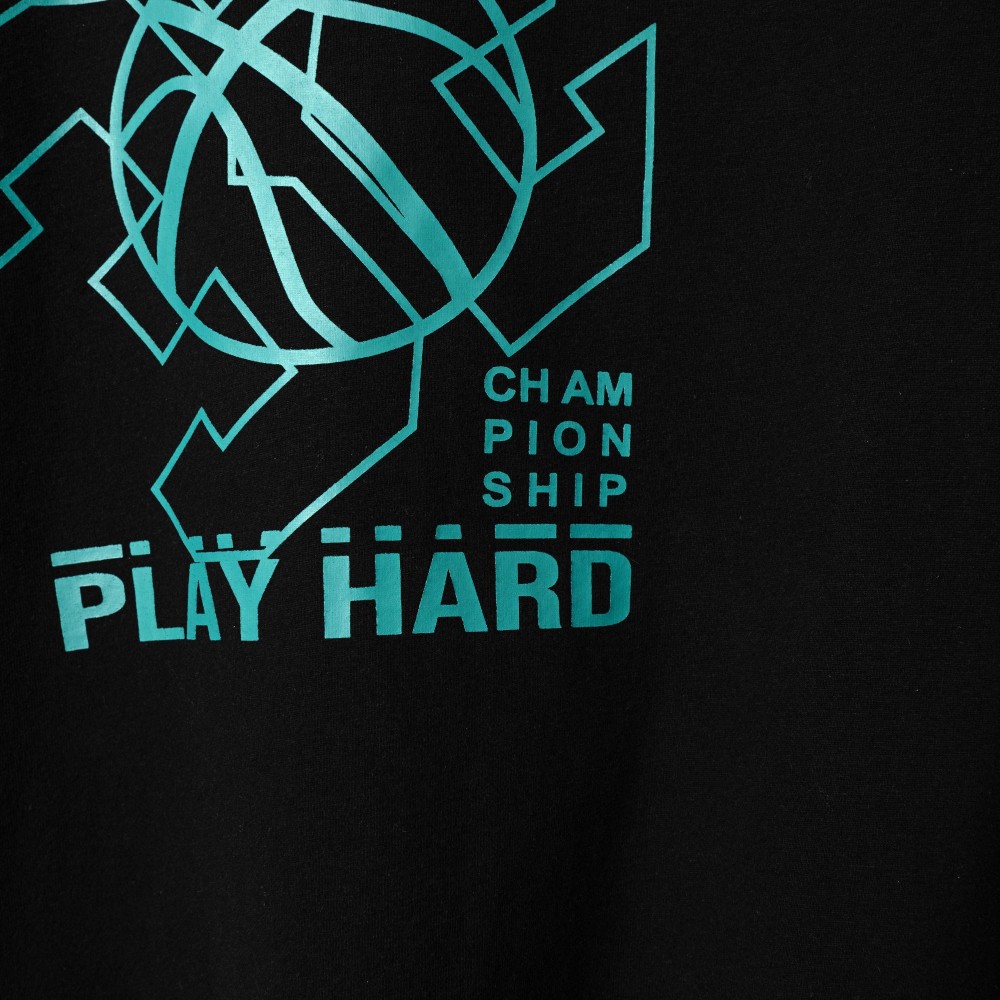 Εφηβική Μπλούζα με Τύπωμα 32 Play Hard για Αγόρι (6-16) -Μαύρο- 227-106110-1