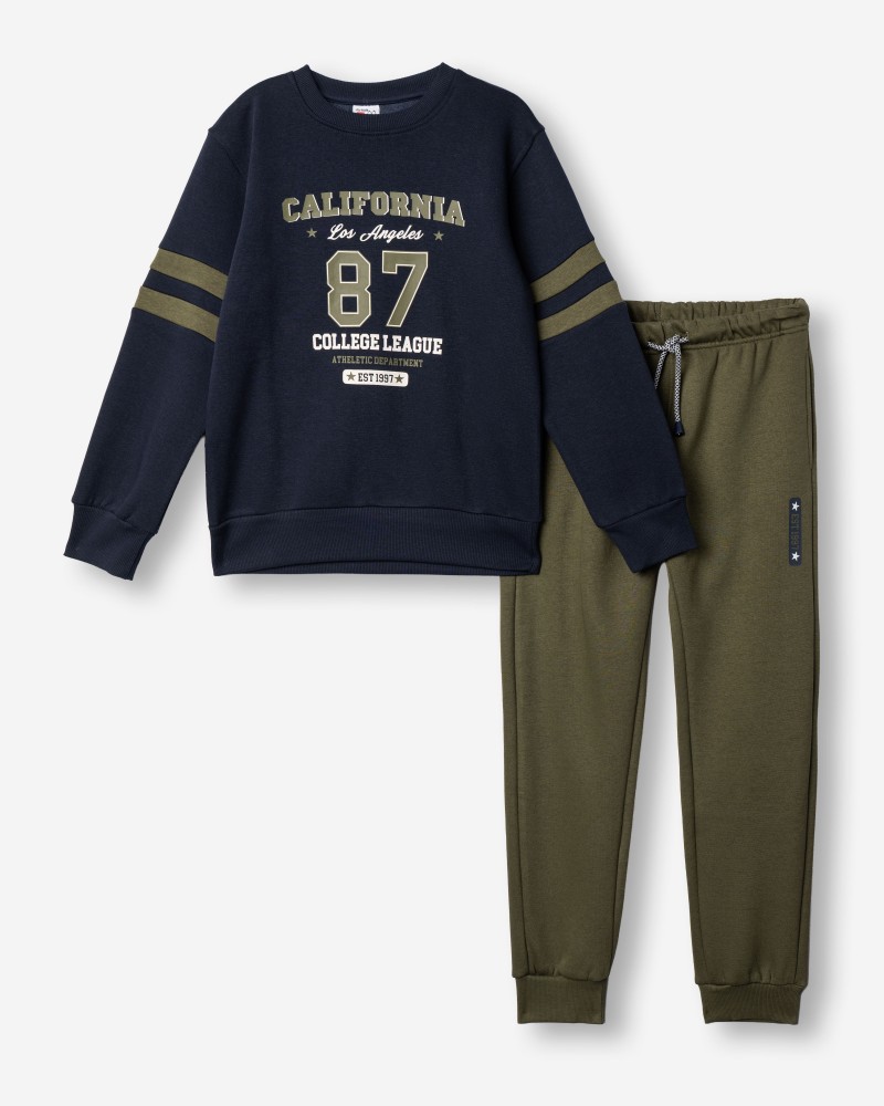 Εφηβικό Σετ Φούτερ Φόρμα Με Τύπωμα California 87 Αγόρι (6-16) -Μπλε- 