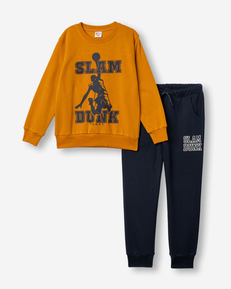Εφηβικό Σετ Φούτερ Φόρμα Με Τύπωμα Slam Dunk Αγόρι (6-16) -Nugget/Χρυσό- 