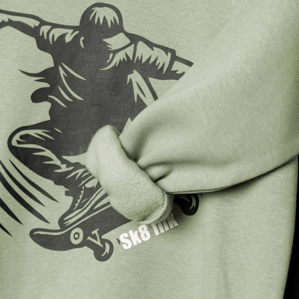 Εφηβικό Σετ Φούτερ Φόρμα Με Τύπωμα Skate για Αγόρι (6-16) -Χακί- 227-117137-1