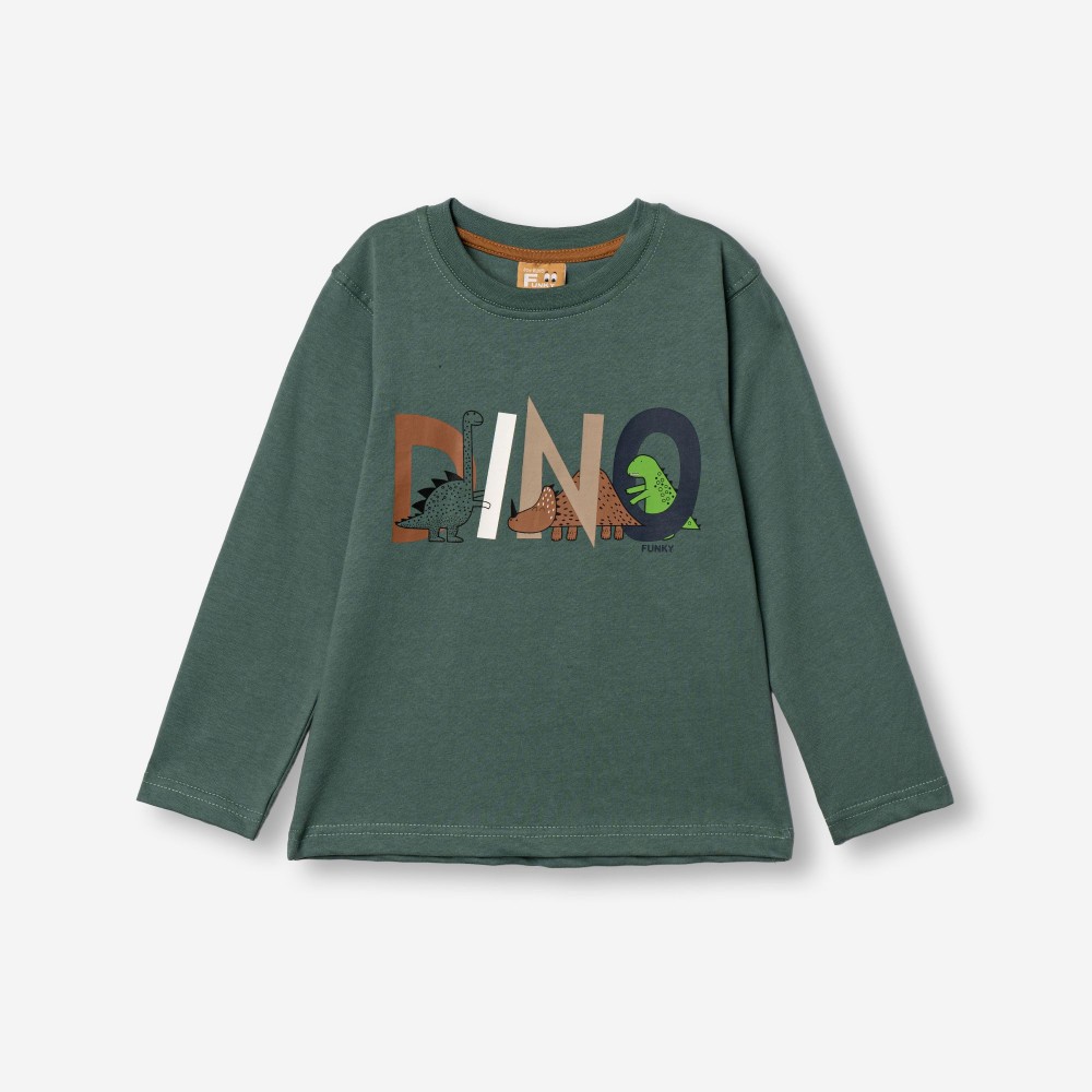 Παιδική Μπλούζα Με Τύπωμα Dino για Αγόρι (2-6) -Πράσινο Mountain- 227-306100-1