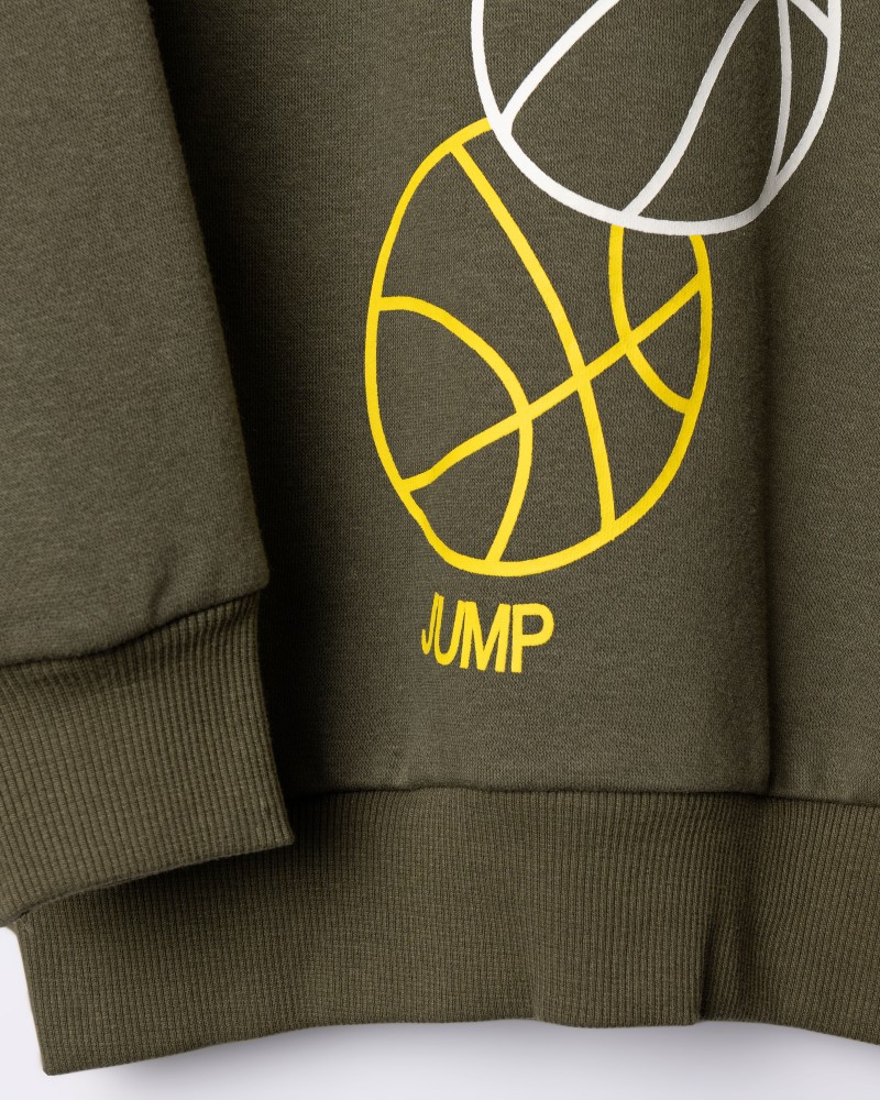 Παιδικό Σετ Φούτερ Φόρμας Με Τύπωμα Basket Jump Αγόρι (2-6) -Χακί- 