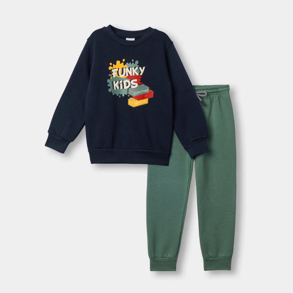 Παιδικό Σετ Φούτερ Φόρμας Με Τύπωμα Funky Kids Αγόρι (2-6) -Μπλε- 227-317135-2