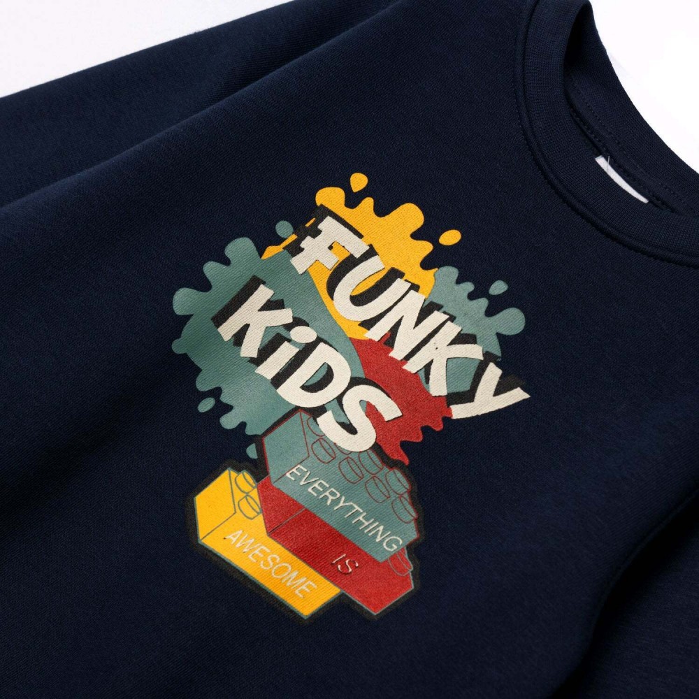 Παιδικό Σετ Φούτερ Φόρμας Με Τύπωμα Funky Kids Αγόρι (2-6) -Μπλε- 227-317135-2