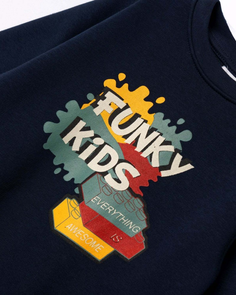 Παιδικό Σετ Φούτερ Φόρμας Με Τύπωμα Funky Kids Αγόρι (2-6) -Μπλε- 