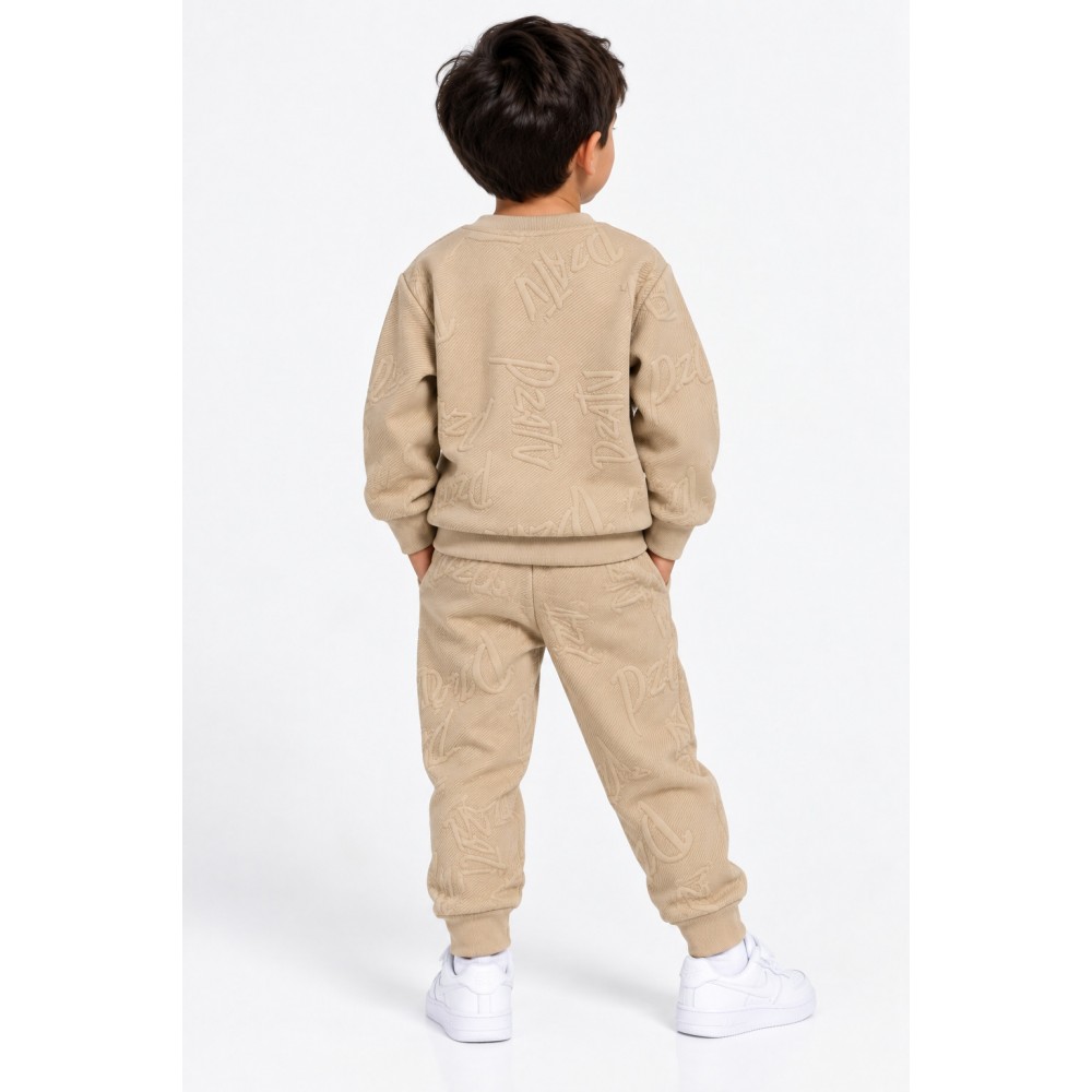 Παιδικό Σετ Φόρμα με Ανάγλυφο Tracksuit για Αγόρι (2-6) -Μπεζ- 227-317155-1