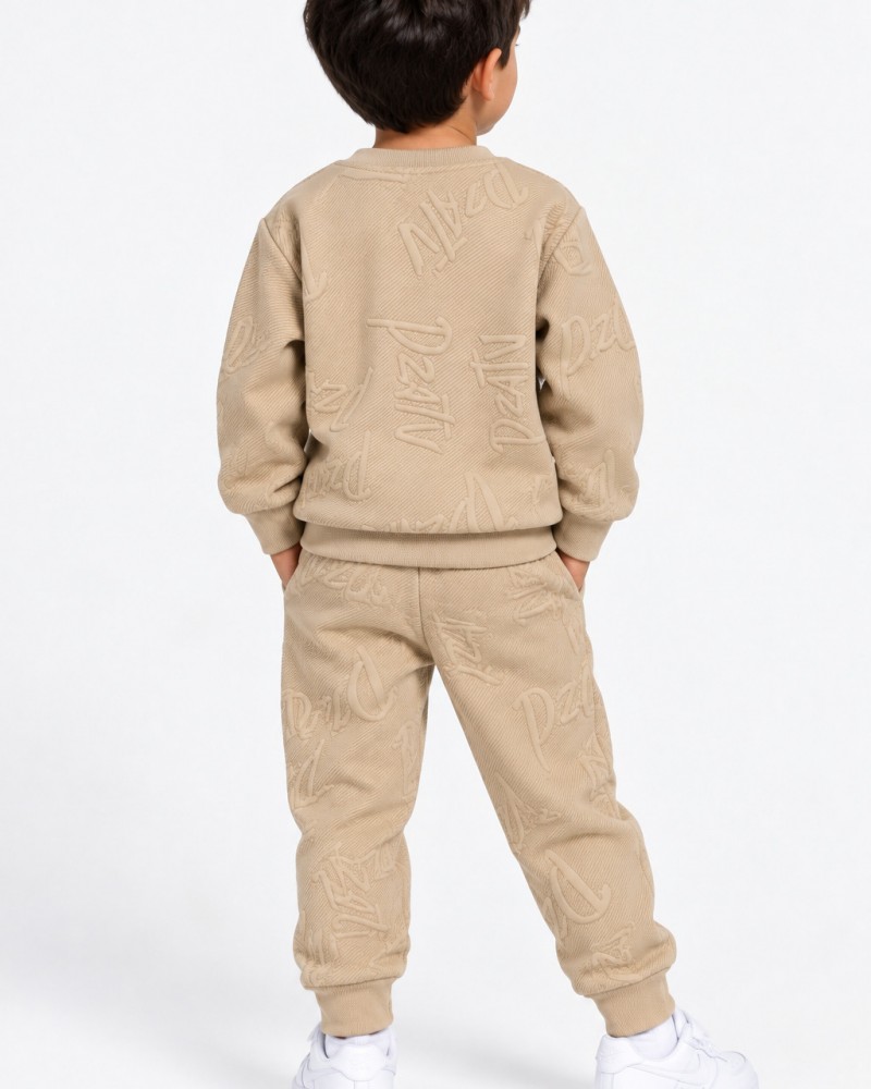 Παιδικό Σετ Φόρμα με Ανάγλυφο Tracksuit για Αγόρι (2-6) -Μπεζ- 