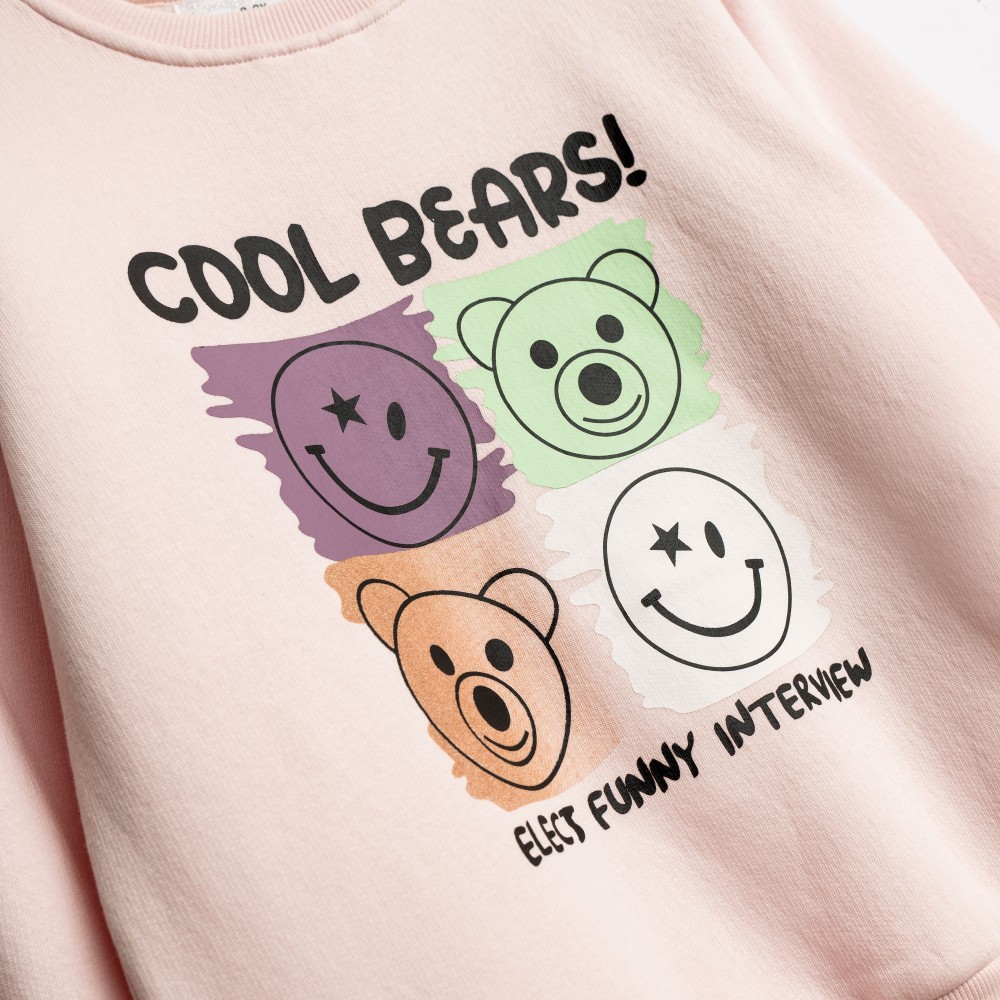 Εφηβικό Σετ Φούτερ Φόρμα με Τύπωμα Cool Bears Κορίτσι (6-16) -Ροζ- 