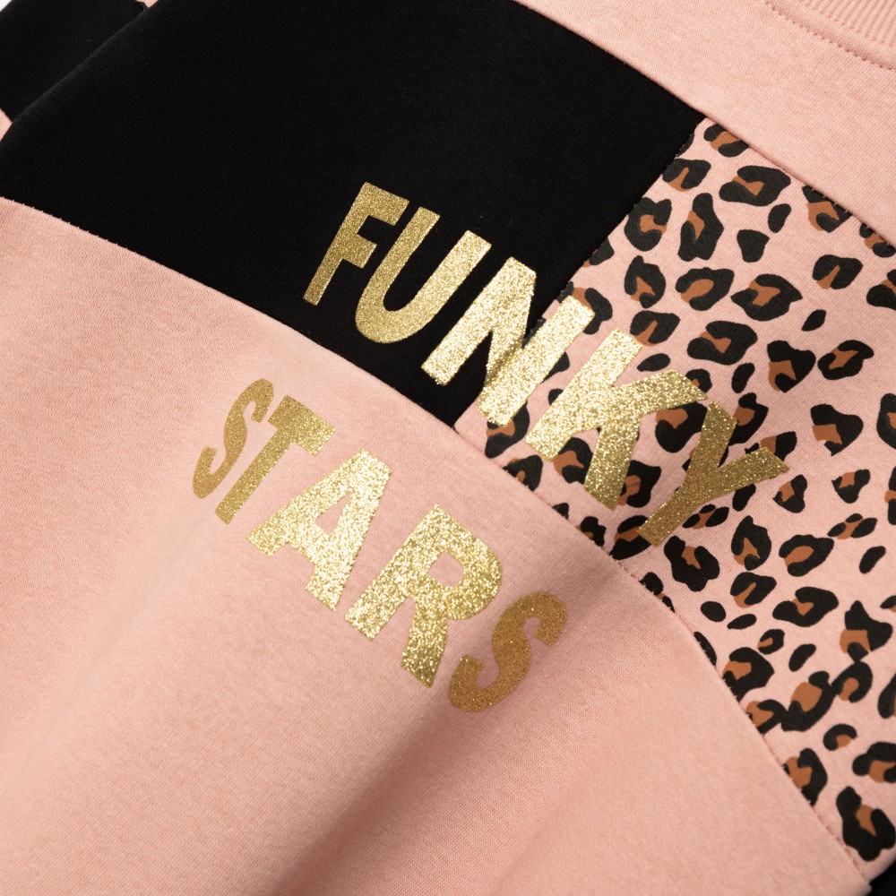 Εφηβικό Σετ Φούτερ Φόρμα με Animal Print και Τύπωμα Stars Κορίτσι (6-16) -Ροζ- 227-517139-1