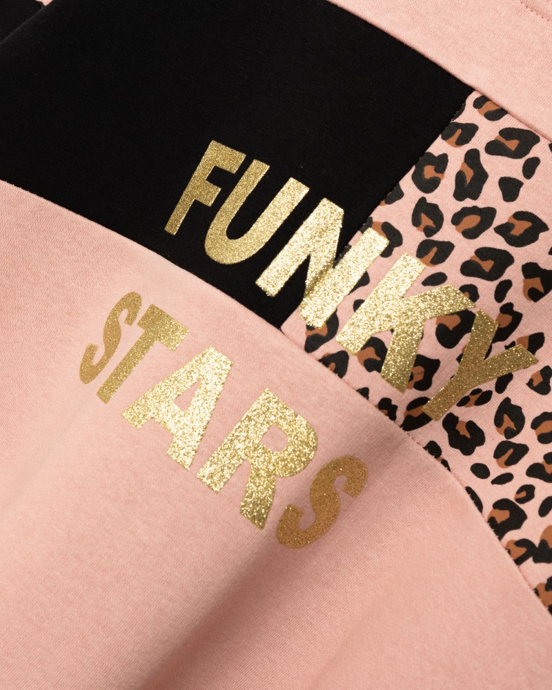 Εφηβικό Σετ Φούτερ Φόρμα με Animal Print και Τύπωμα Stars Κορίτσι (6-16) -Ροζ- 