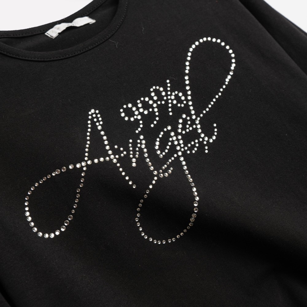 Εφηβικό Σετ Κολάν Με Τύπωμα από Strass Angel για Κορίτσι (6-16) -Μαύρο- 227-522103-1