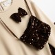 Εφηβικό Σετ Choco Glam με Παγιέτες, Μπλούζα, Σορτς & Τσαντάκι για Κορίτσι (6-16) -Εκρού- 227-523104-1