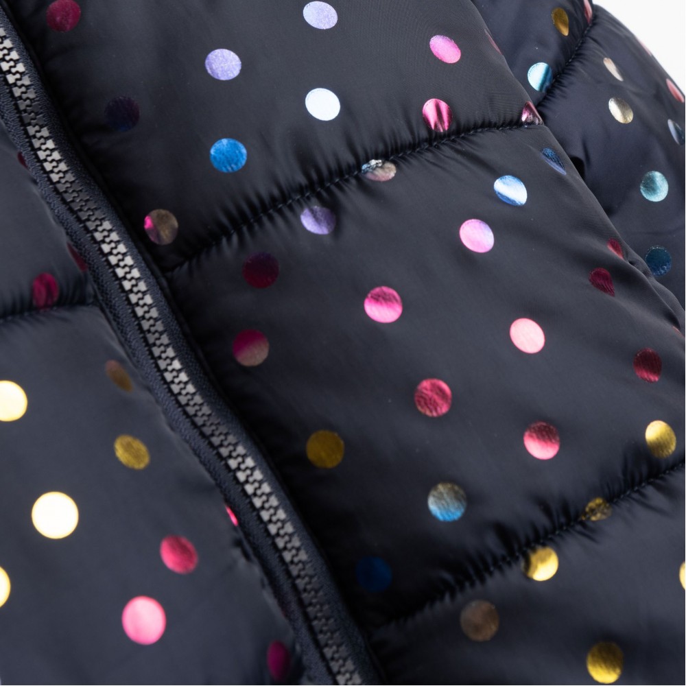Παιδικό Μπουφάν Colorful Dots με Κουκούλα και Πολύχρωμα Μεταλλιζέ Πουά Κονφετί για Κορίτσι (1-6) -Μπλε- 227-718107-1
