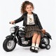 Παιδικό Σετ 3 Τεμαχίων Rock & Lovely με Τζάκετ Δερματίνης, Μπλουζάκι και Τούλινη Φούστα με Χρυσές Καρδιές για Κορίτσι (2-6) -Μαύρο- 227-795111-1