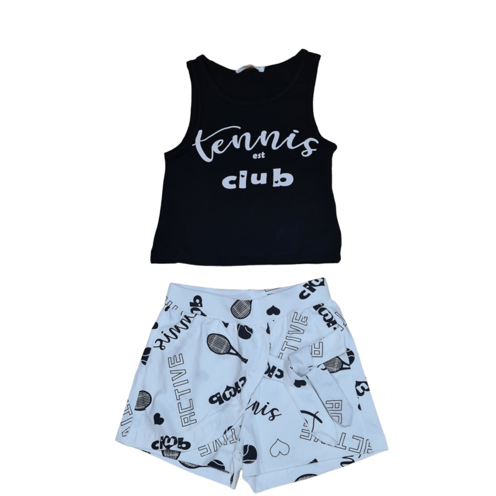 Σετ Μπλούζα Tennis est Club Και Shorts Φούστα Κορίτσι (6-16Ε) -Μαύρο- 22924