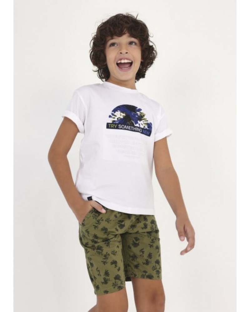 Εφηβική Μπλούζα Μακό Με Τύπωμα Try Something New, Αγόρι -Λευκό- 23-06068-025