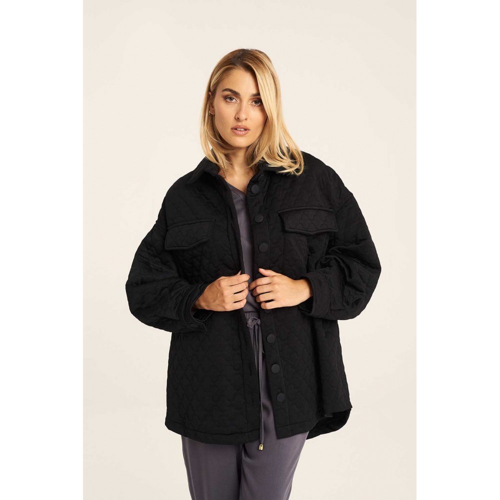Jacket Καπιτονέ με Κουμπιά -Μαύρο- 23-24-603