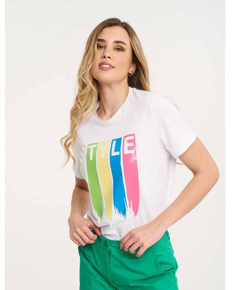 Μπλούζα T-Shirt Μακό με Τύπωμα Style -Λευκό- 23-435