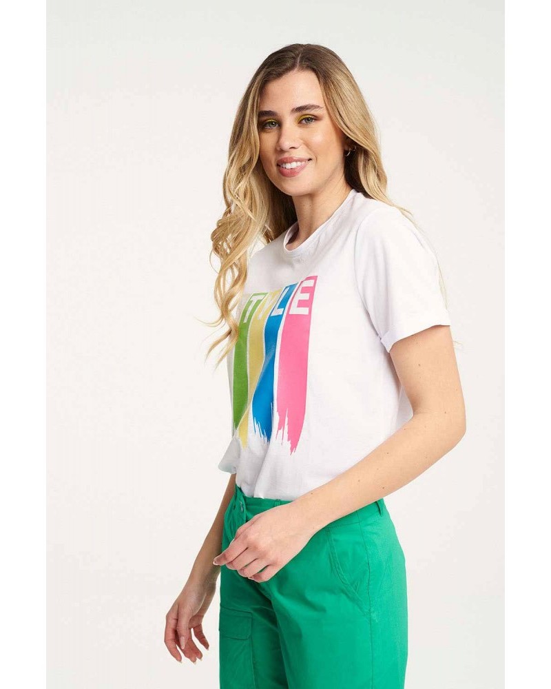 Μπλούζα T-Shirt Μακό με Τύπωμα Style -Λευκό- 23-435
